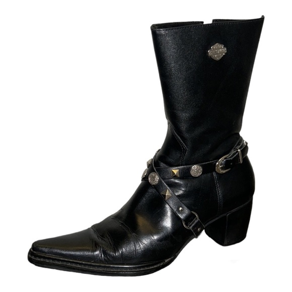 Harley-Davidson Shoes - Harley-Davidson Women’s Black Impress 8” Inside-zip Embellished Pointed-toe Boot